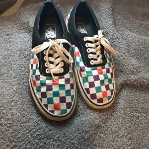 Checkered Vans — Blue, White, Purple, Coral